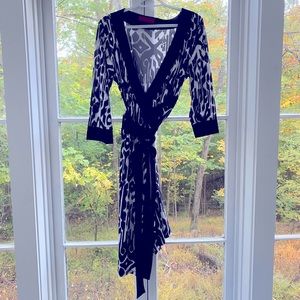 Melissa Masse Black & White Graphic Wrap Dress